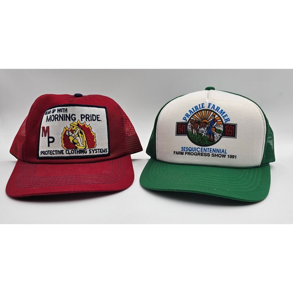 Vtg 1990s Men's Trucker Hats - Morning Pride & Prarie Farmer Sesquicentennial